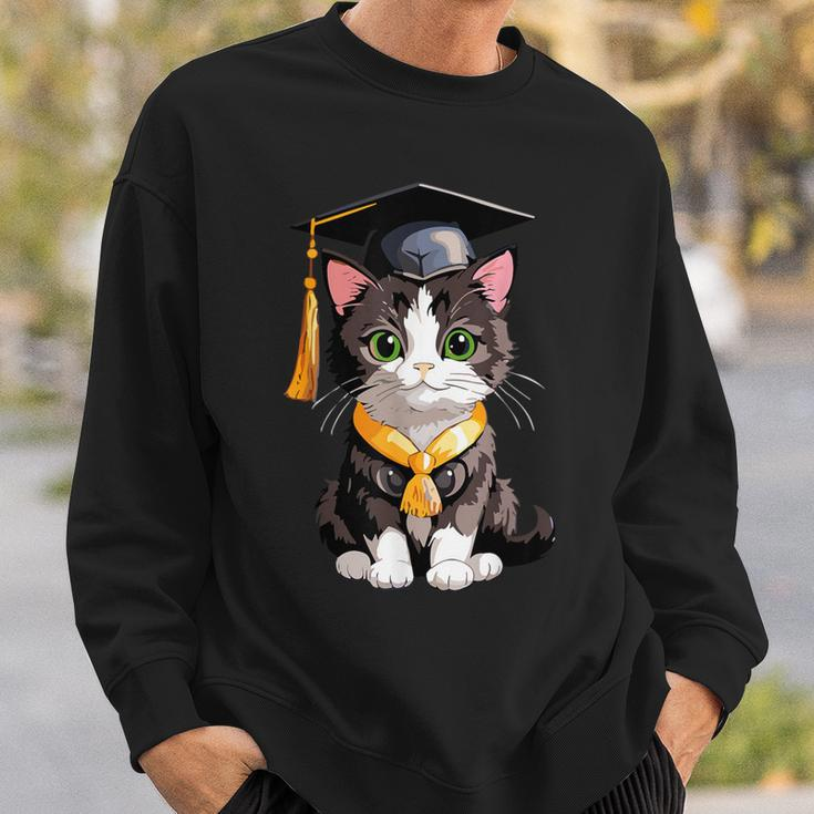 Cute Graduation Cat Colorful Kitty Kitten Grad Celebration Sweatshirt Gifts for Him