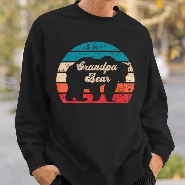 Cute Grandpa Bear Sunset Silhouette Fun Retro Fathers Day Sweatshirt Gifts for Him