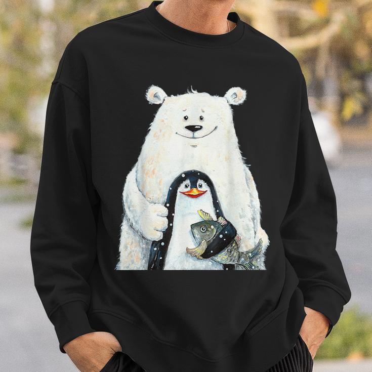 Cute Polar Bear And Penguin Bird Fish Lovers Animal Friends Sweatshirt Gifts for Him
