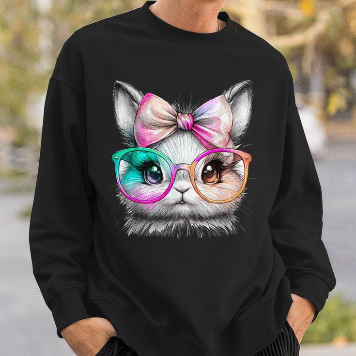 Cute Rabbit With Glasses Tie-Dye Easter Day Bunny Sweatshirt Gifts for Him