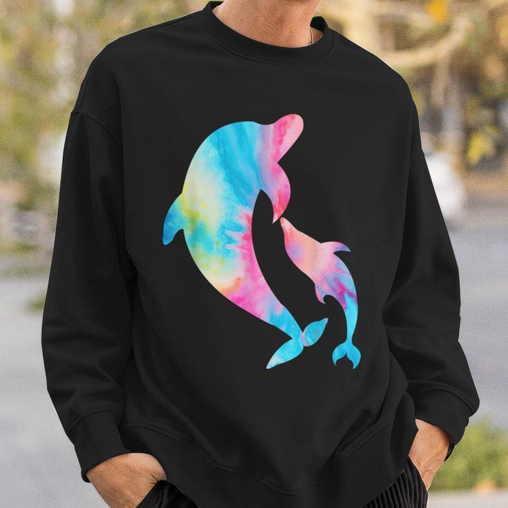 Cute Tie-Dye Dolphin Parent And Child Dolphins Sweatshirt Gifts for Him