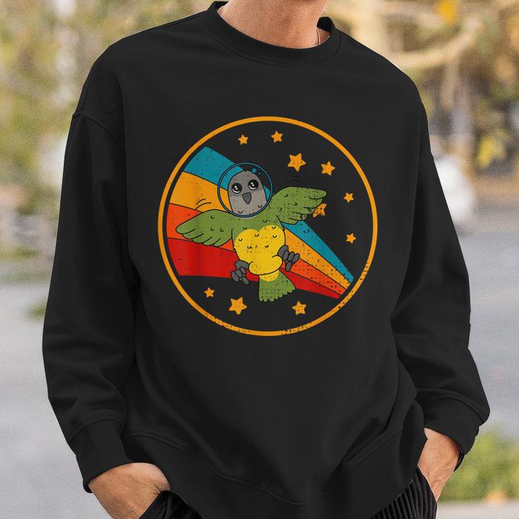 Cute Vintage Senegal Parrot Retro White Parrot In Space Sweatshirt Gifts for Him