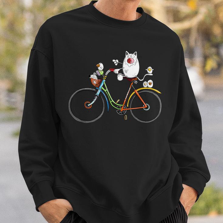 Cycling Cat I Cat Print Cat Fun Sweatshirt Geschenke für Ihn