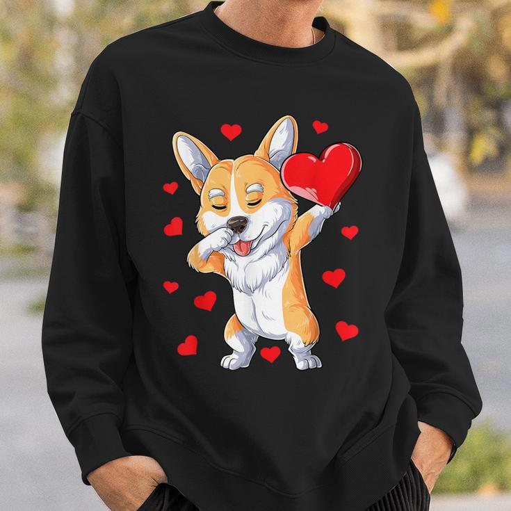 Dabbing Corgi Valentines Day Heart Boys Dog Lovers Love Sweatshirt Gifts for Him