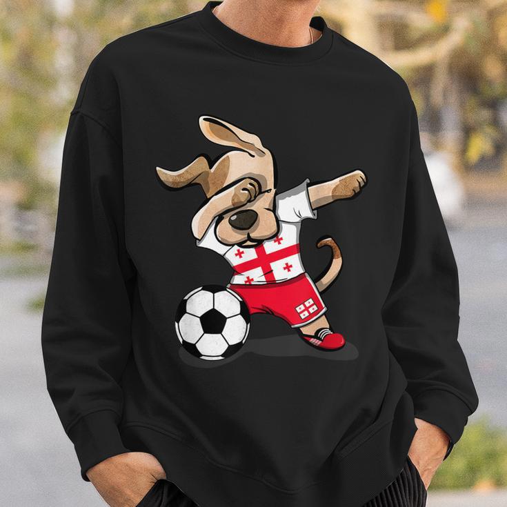 Dabbing Dog Georgia Football Georgian Flag Football Sweatshirt Geschenke für Ihn