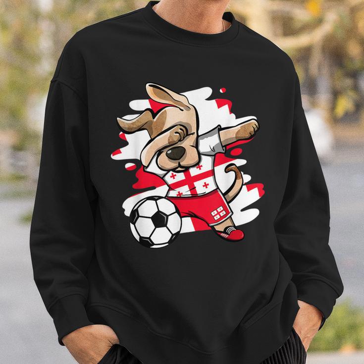 Dabbing Dog Georgia Fußballfans Trikot Georgian Football Sweatshirt Geschenke für Ihn