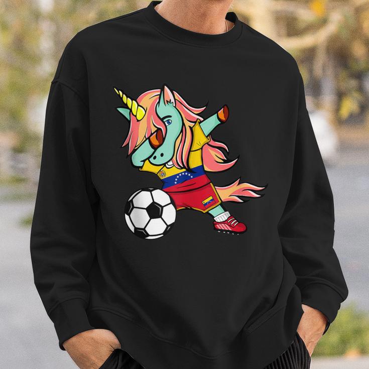 Dabbing Unicorn Venezuela Football Venezuelan Flag Soccer Sweatshirt Gifts for Him