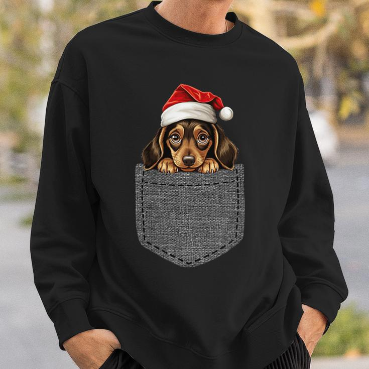 Dachshund Pocket Dog Christmas Black Sweatshirt Geschenke für Ihn
