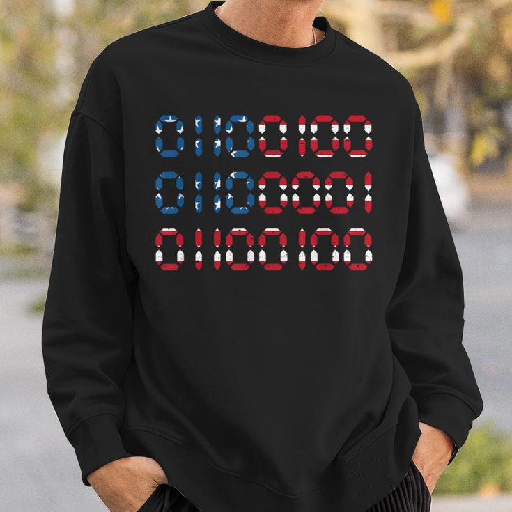 Dad In Binary Code Father's Day Usa Flag 4Th Of July Sweatshirt Gifts for Him