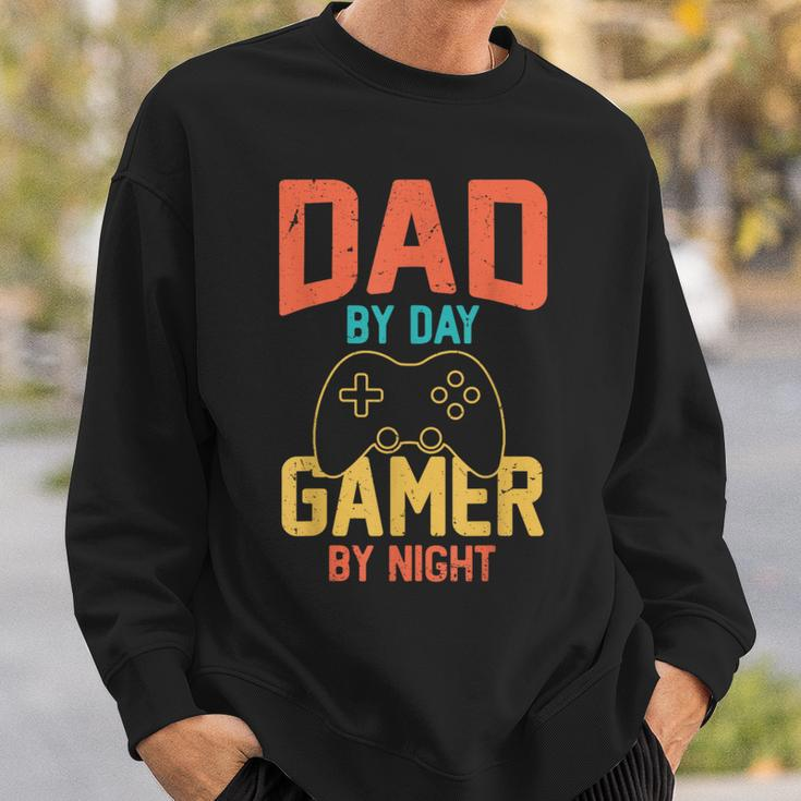 Dad By Day Gamer By Night Video Gamer Dad Fathers Day Sweatshirt Gifts for Him
