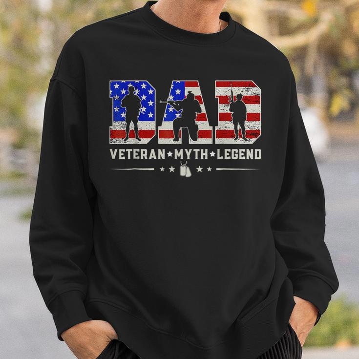 Dad Veteran Myth Legend Fathers Day 4Th Of July Usa Flag Men Sweatshirt Gifts for Him