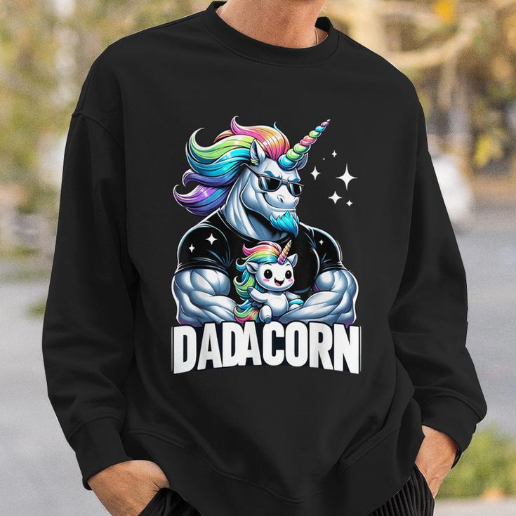 Dadacorn Unicorn Dad And Son Daughter Papa Father's Day Sweatshirt Gifts for Him