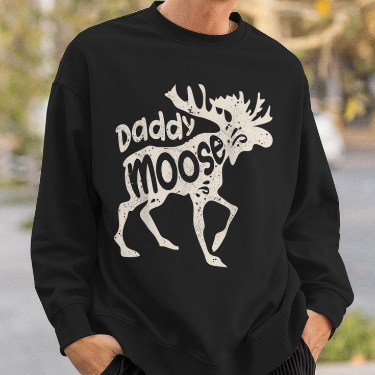 Daddy Moose Fathers Day Dad Papa Family Matching Vintage Sweatshirt Gifts for Him