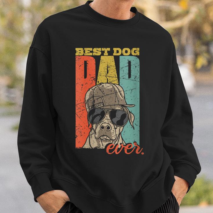 Damen Best Dog Dad Ever Hundepapa Hund Papa Mit-Ausschnitt Sweatshirt Geschenke für Ihn