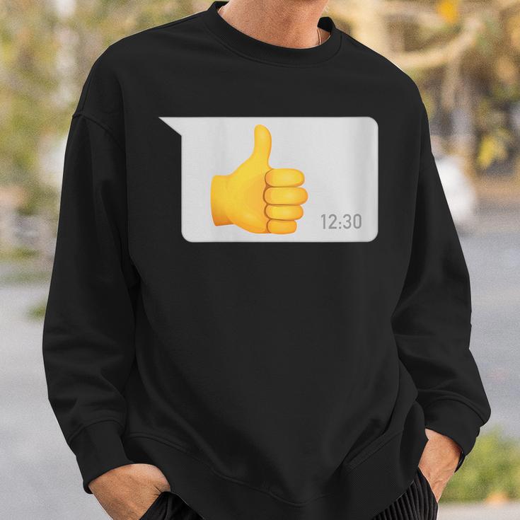 Damen Daumen Hoch X Thumbs Up -Ater Papa Nachricht Dad Message Mit-Ausschnitt Sweatshirt Geschenke für Ihn