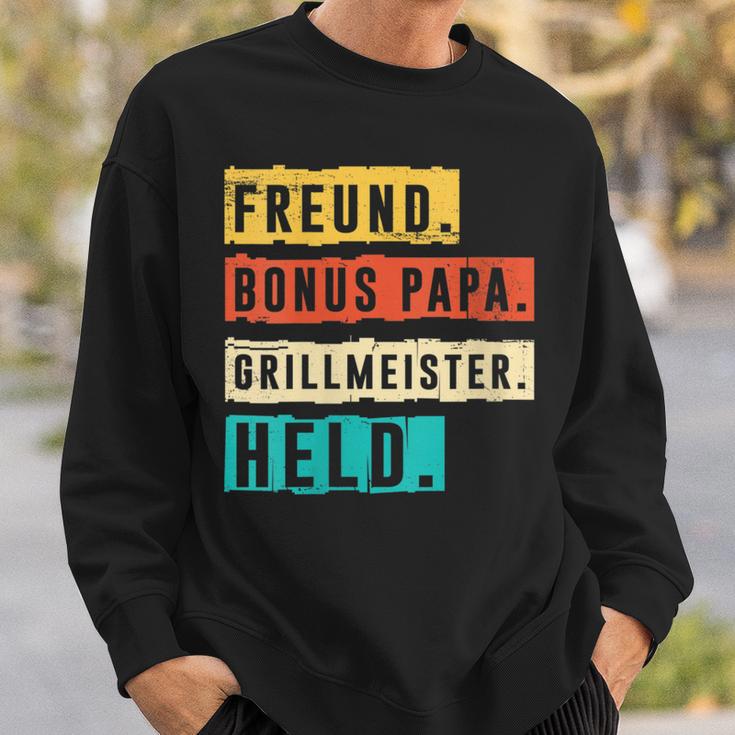 Damen Grillmeister Grillen Bonus Papa Mit-Ausschnitt Sweatshirt Geschenke für Ihn