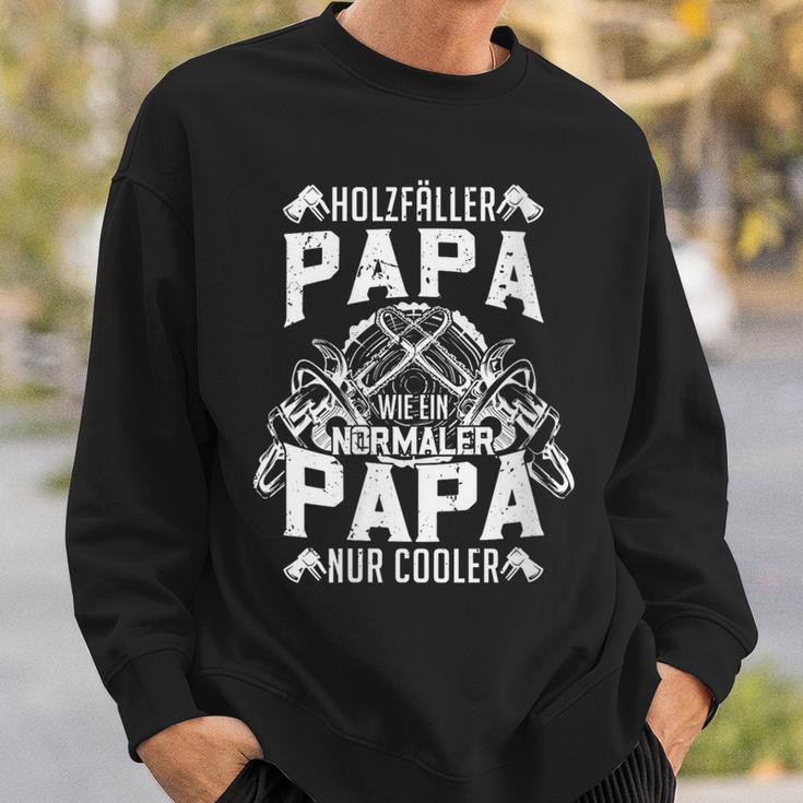 Damen Holzfäller Kettensäge Im Wald Papa Holz Geschenk Fun Mit-Ausschnitt Sweatshirt Geschenke für Ihn