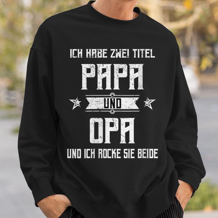 Damen Ich Habe Zwei Titel Papa Und Opa Und Rocke Beide Geschenk Mit-Ausschnitt Sweatshirt Geschenke für Ihn