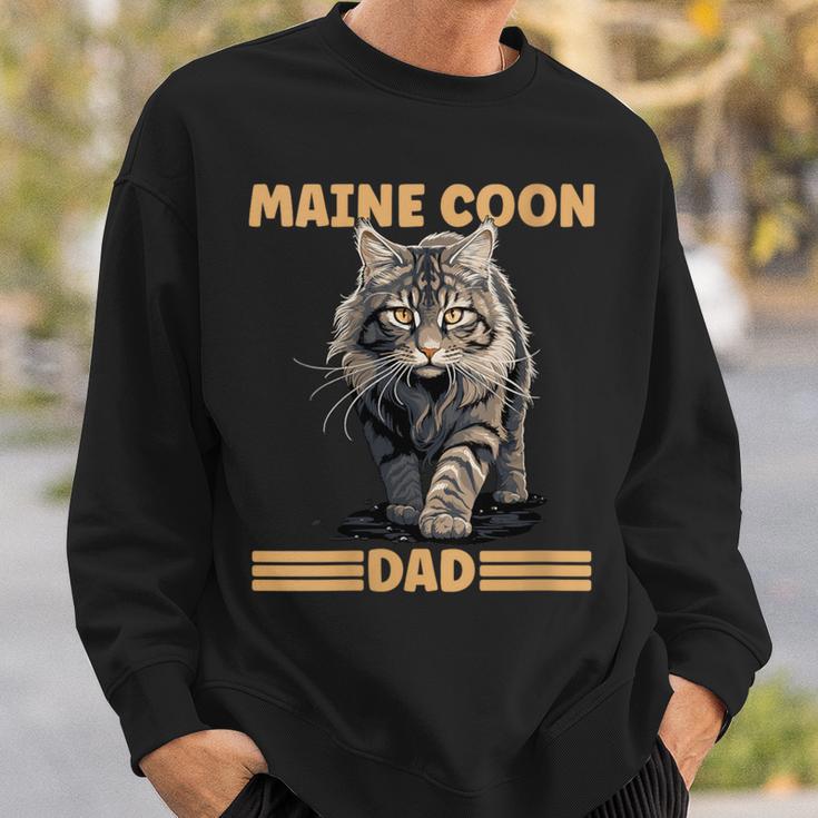 Damen Maine Coon Papa Katzenliebhaber Maine Coon Dad Mit-Ausschnitt Sweatshirt Geschenke für Ihn