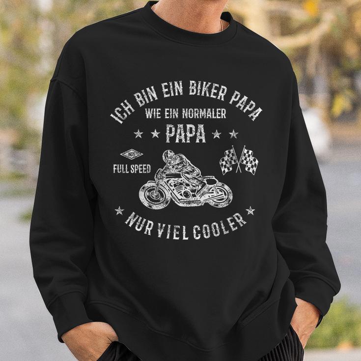 Damen Motorrad Papa Biker Geschenk Geburtstag Lustig Mit-Ausschnitt Sweatshirt Geschenke für Ihn