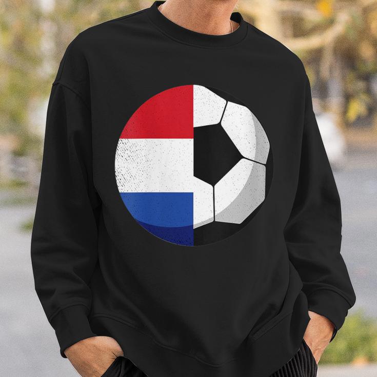 Damen Niederlande Flagge Niederländischer Papa Fußballtorwart Mit-Ausschnitt Sweatshirt Geschenke für Ihn