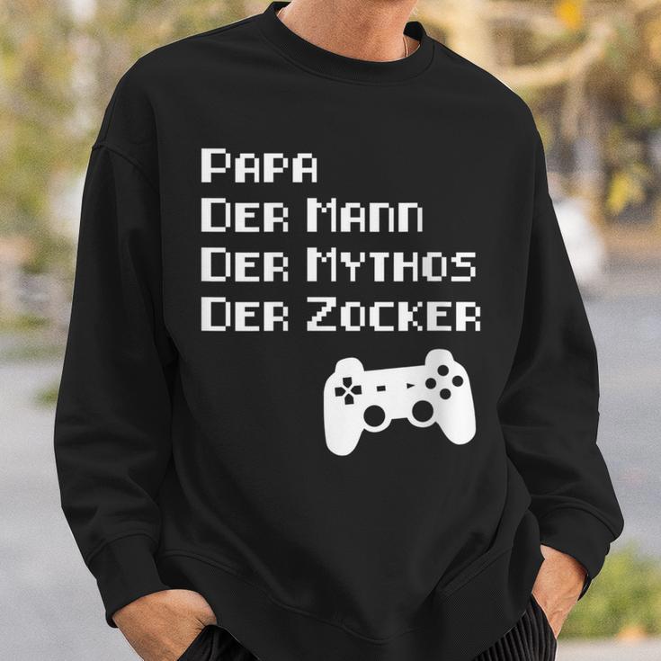 Damen Papa Zockerater Gamer Geburtstag Spruch Lustig Geschenk Mit-Ausschnitt Sweatshirt Geschenke für Ihn