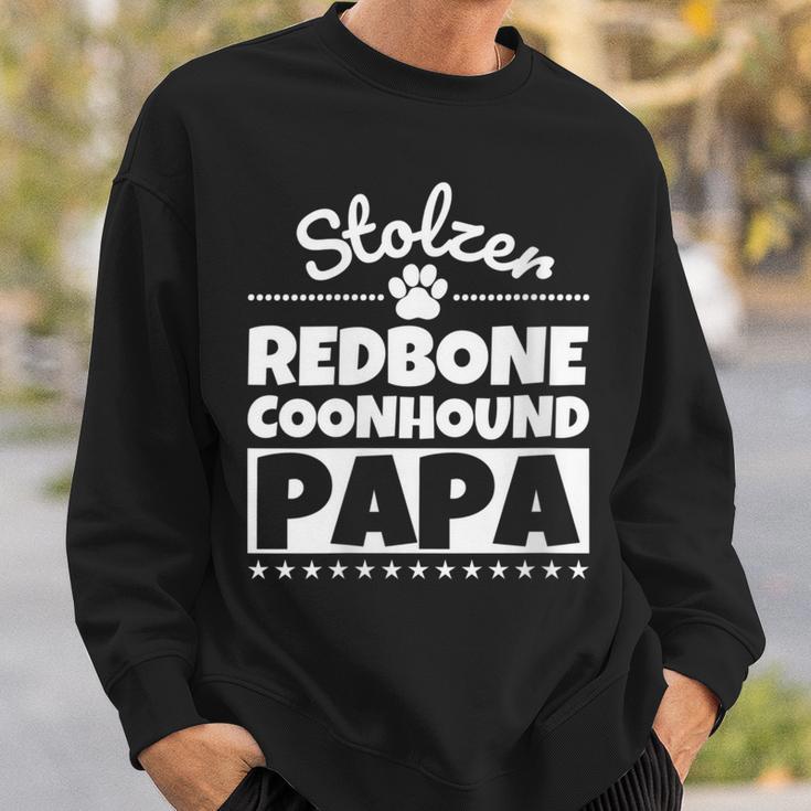 Damen Stolzer Redbone Coonhound Papa Mit-Ausschnitt Sweatshirt Geschenke für Ihn