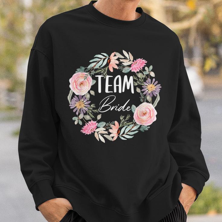 Damen Team Bride Blumenkranz Junggesellenabschied Jga Sweatshirt Geschenke für Ihn