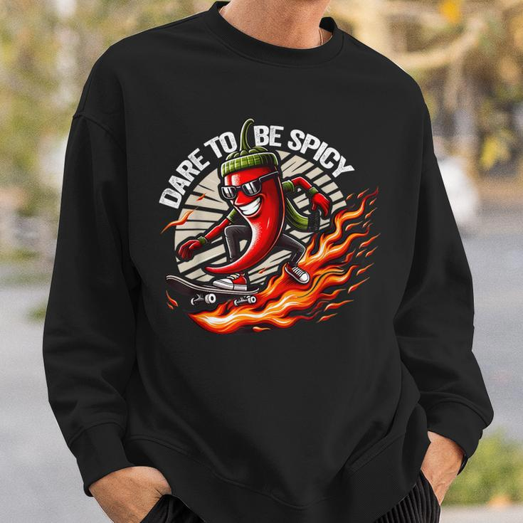 Dare To Be Spicy Chili Pepper Skateboarder Spice Lover Sweatshirt Gifts for Him