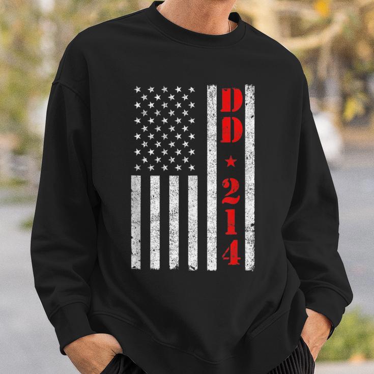 Dd-214 Alumni Vintage American Flag Us Military Veteran Sweatshirt Gifts for Him