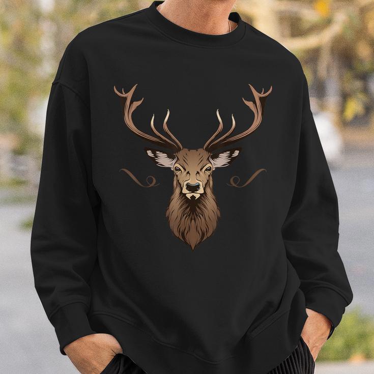 Deer Antlers Hunter Hiking Deer Motif Deer Sweatshirt Geschenke für Ihn