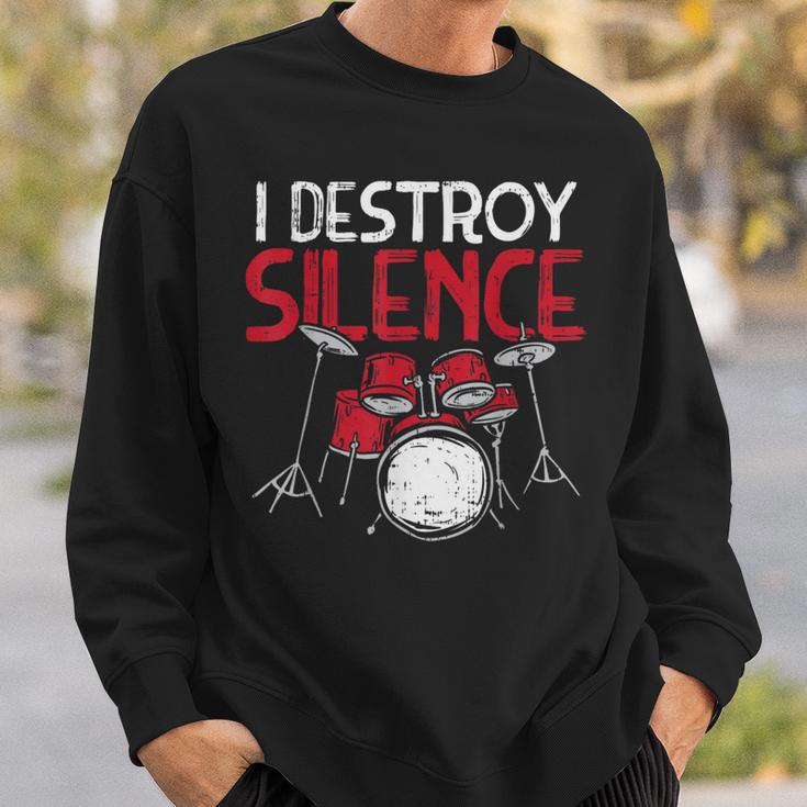 I Destroy Silence Drums Drumming Drummer Percussionist Sweatshirt Gifts for Him