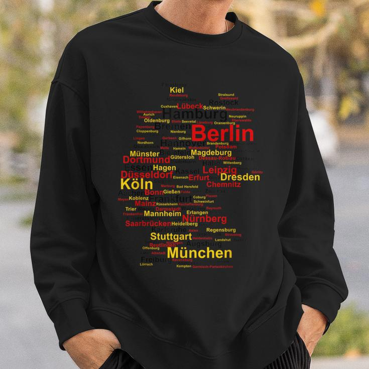Deutschland Karte Umriss Städte Berlin Hamburg Köln Flagge Sweatshirt Geschenke für Ihn