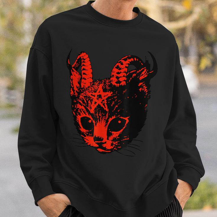 Devil's Satan Demons Kitten Pentagram Cat Sweatshirt Geschenke für Ihn