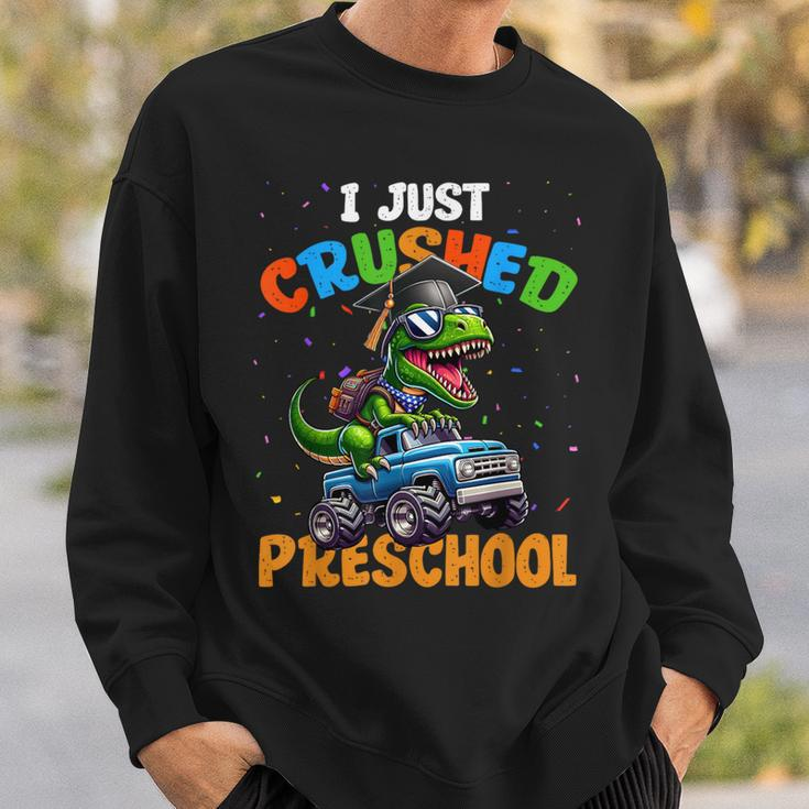 Dinosaur Just Crushed PreschoolRex Riding Monster Truck Sweatshirt Gifts for Him