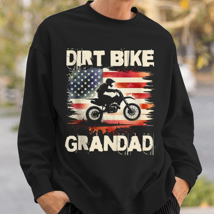 Dirt Bike Grandad Vintage American Flag Motorbike Sweatshirt Gifts for Him