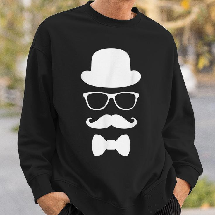 Disguise Man Top Hat Glasses Moustache Bowtie Sweatshirt Gifts for Him