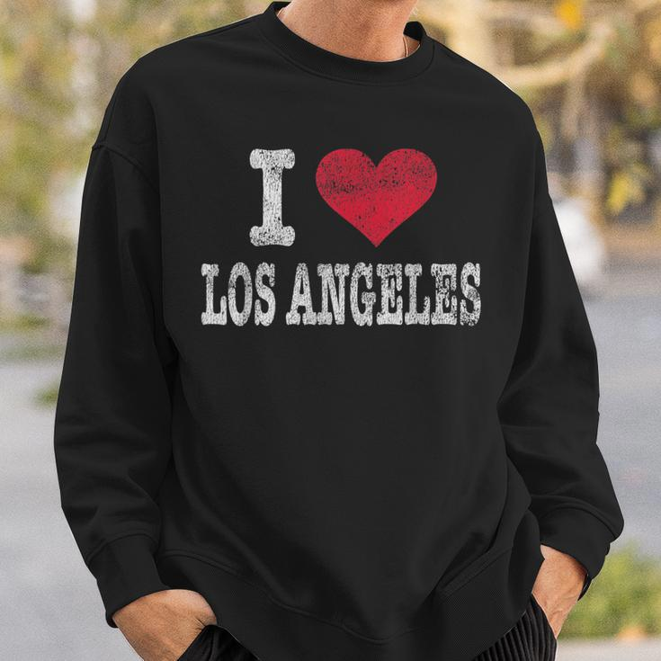 Distressed Retro I Love Los Angeles Souvenir Sweatshirt Gifts for Him