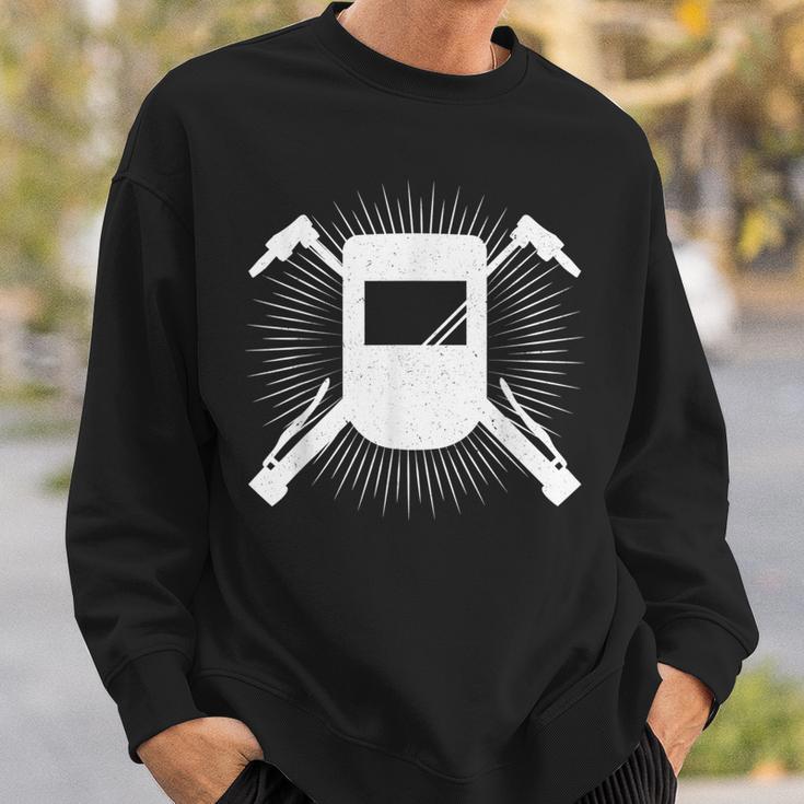 Distressed Welder Mask Graphic Sweatshirt Gifts for Him