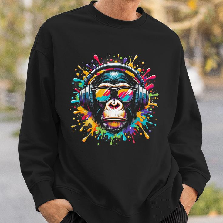 Dj Affen Monkey Mit Kopfhörer Und Sonnenbrille Herren Damen Sweatshirt Geschenke für Ihn