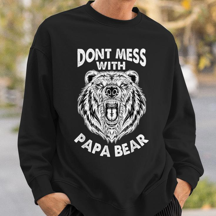 Dont Mess With Papa Bear Dad Vintage Quote Fathers Day Sweatshirt Gifts for Him