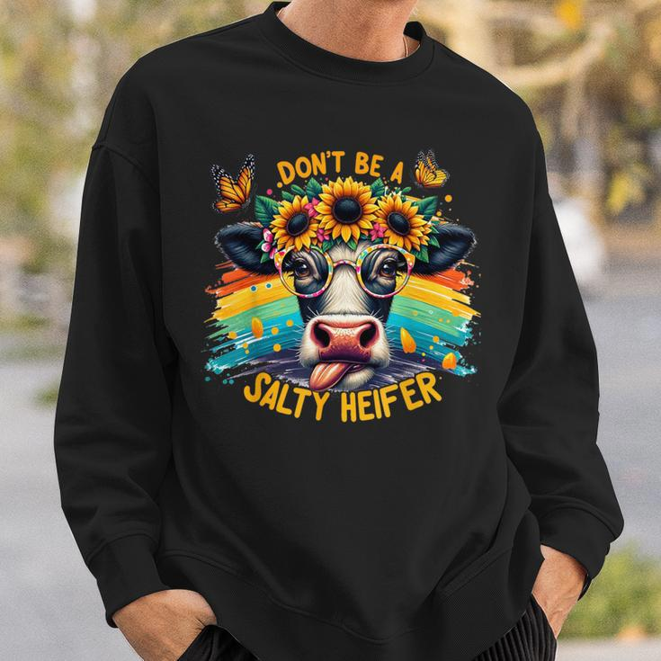 Don't Be A Salty Heifer Pun Cows Lover Vintage Sweatshirt Gifts for Him