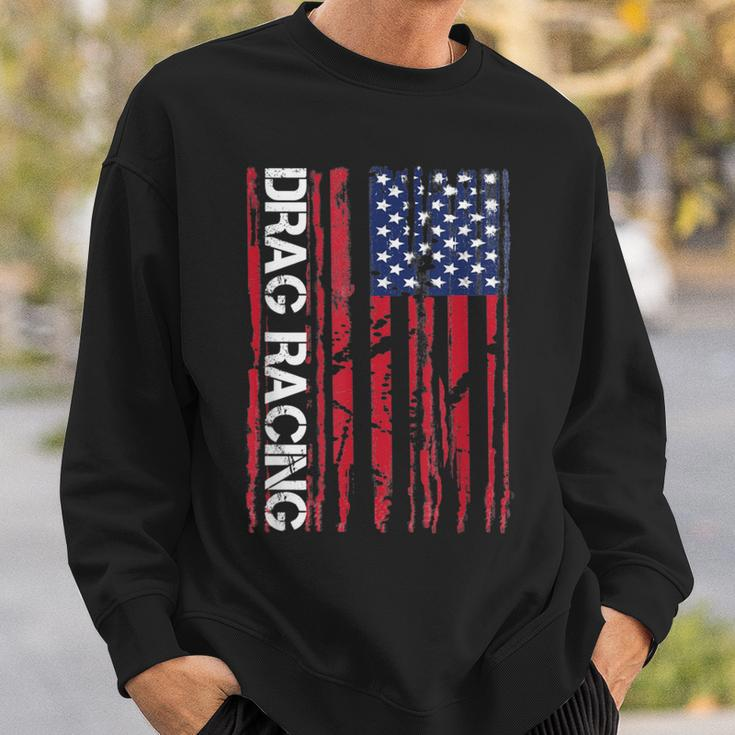 Drag Car Racing Patriotic American Flag Sweatshirt Gifts for Him