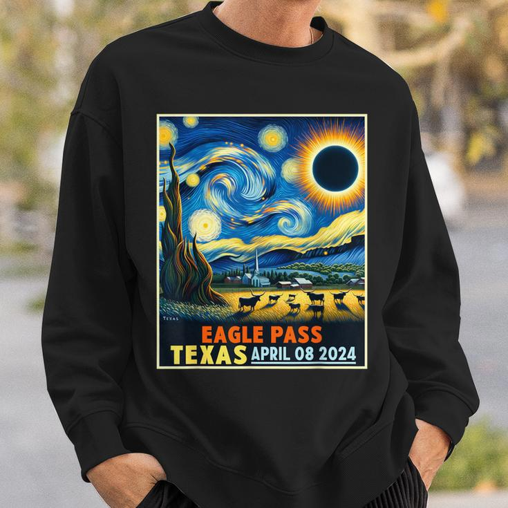 Eagle Pass Texas Total Solar Eclipse 2024 Starry Night Sweatshirt Gifts for Him