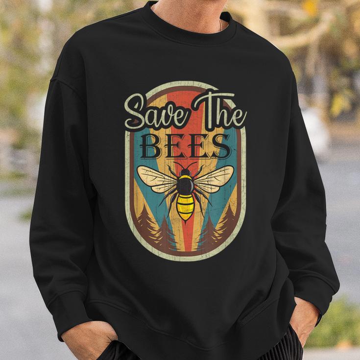 Earth Day Save The Bees Retro Graphic Earth Day Party Sweatshirt Gifts for Him