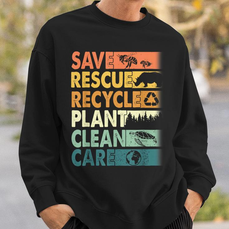 Earth Day Save Rescue Animals Recycle Plastics Planet Sweatshirt Gifts for Him