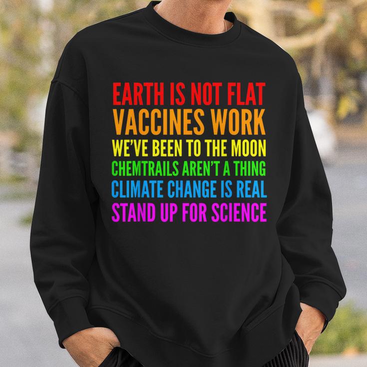 Earth Not Flat Climate Change Real Vaccine Work Sweatshirt Gifts for Him