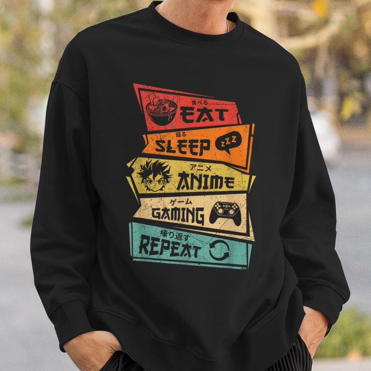 Eat Sleep Anime Gaming Repeat Anime Lover Gamer Fan Sweatshirt Gifts for Him