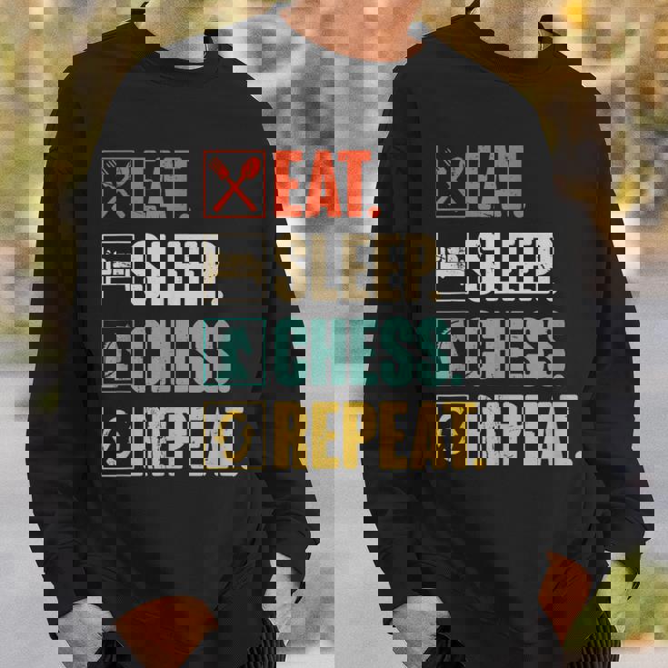 Eat Sleep Chess Repeat Retro Vintage Chess Sweatshirt Gifts for Him