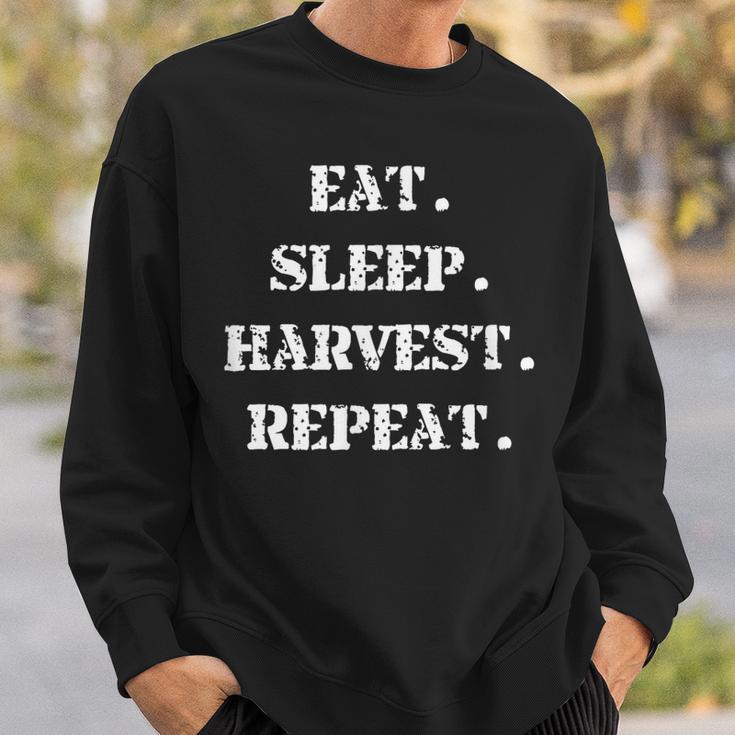 Eat Sleep Harvest Repeat Joke Farmer Sweatshirt Gifts for Him